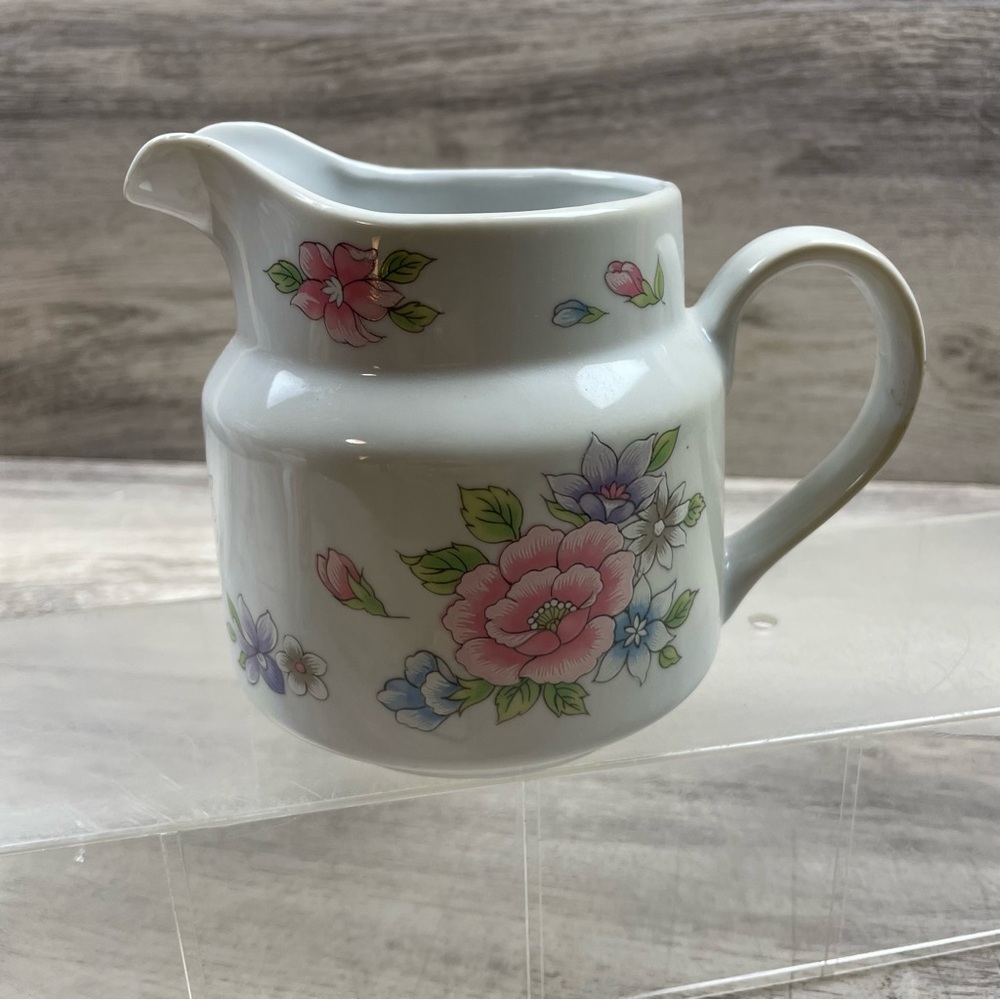 FTDA Japan Floral Pitcher "Especially for You!" 1989 Vintage Small White Pitcher